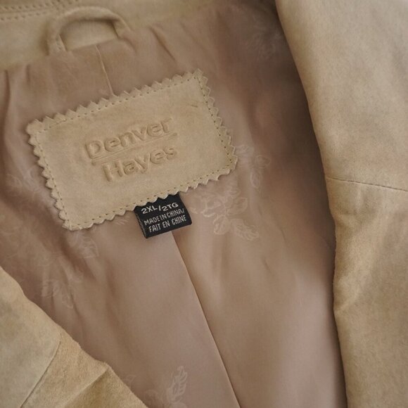 Vintage Denver Hayes Beige 100% Suede Leather Button Up Blazer Jacket 2Xl - Picture 10 of 15